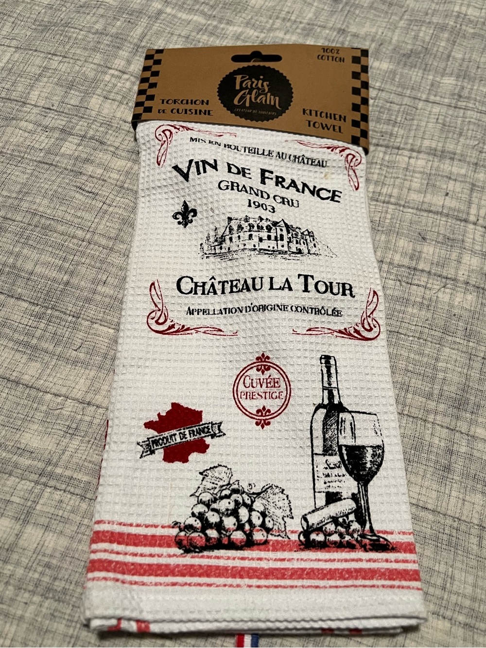 Cotton kitchen dish towel from France Wine decor grapes NEW